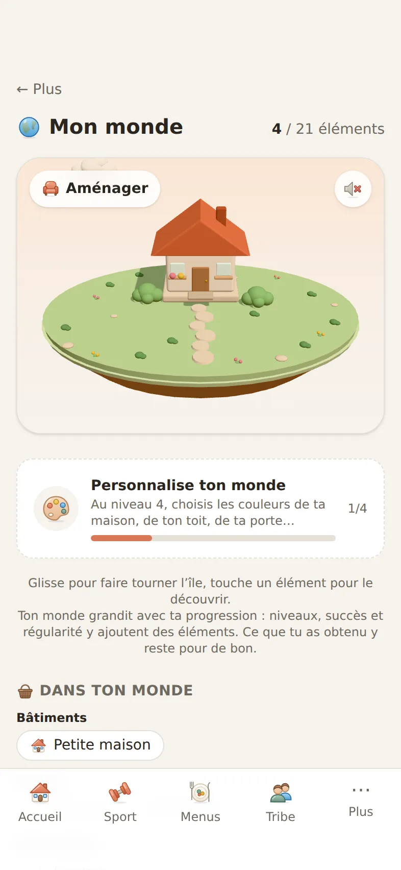 Mon monde : une petite île 3D avec une maison